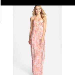 Amsale Amore Floral Chiffon Halter Gown